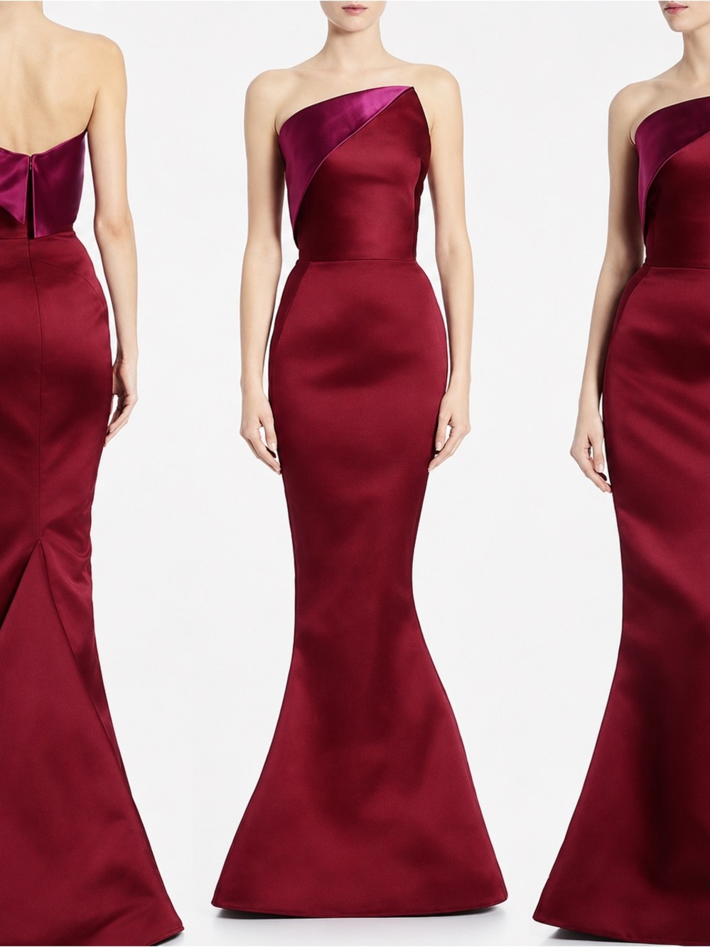 Zac Posen Two-Tone Cranberry Satin Gown – Size 2